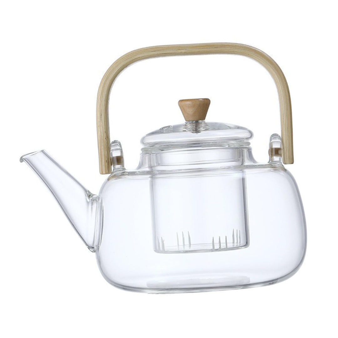 Fockety Glas-Haushaltsteekanne, 1000 Ml, Grosses Fassungsvermögen, Borosilikat-Teekessel für Familie