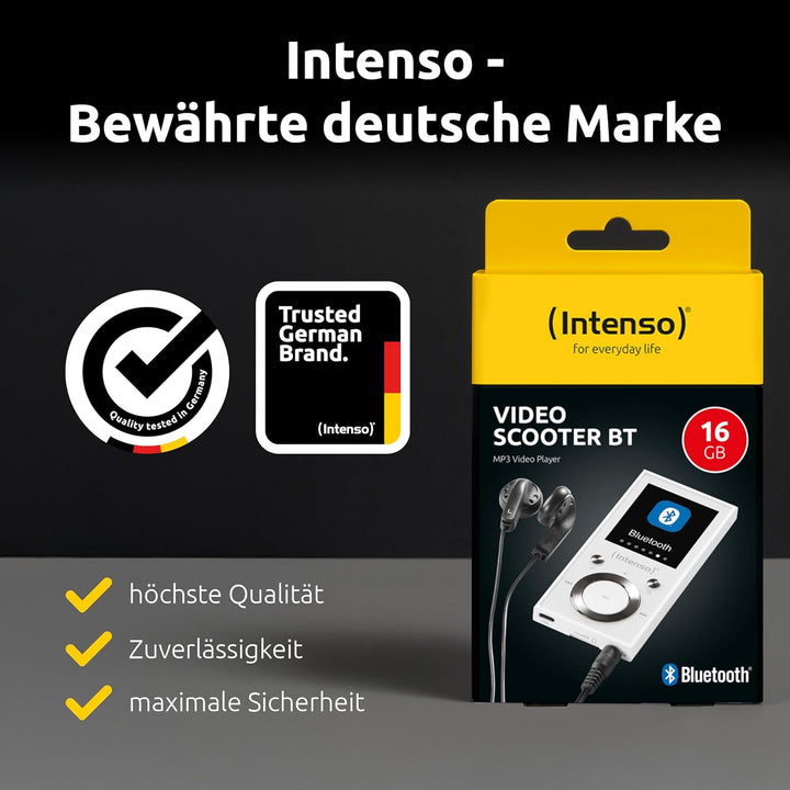 Intenso MP3 Player Video Scooter 1,8 Zoll Bluetooth weiss weiss 16GB Single, weiss 16GB Single