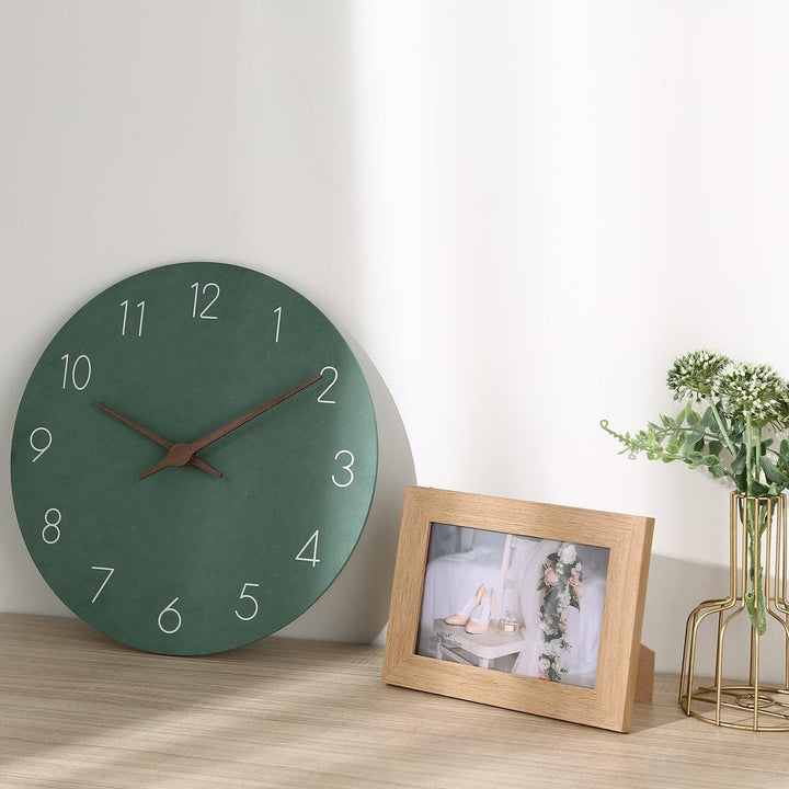 Warminn MDF Holz Wanduhr Ohne TickgeräUsche Lautlos Modern 30cm Quarz Gross Batterie Betriebene Wand