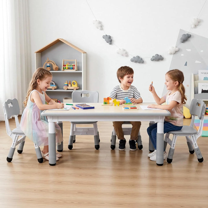 MAMIZO Kindertisch Packung mit 4 Stühlen, Kindertischgruppe Höhenverstellbar, Tisch Stuhl Set für Ki
