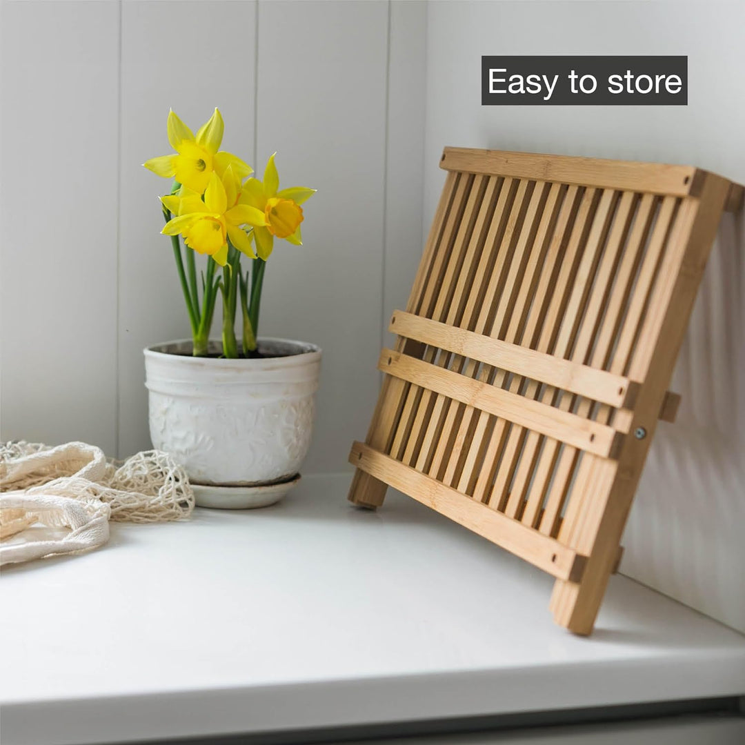 Point-Virgule Küche Abtropfgestell Geschirr Bambus Abtropständer für Teller und Besteck, Biologisch,