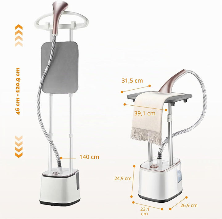 Dampfglätter Vertikaler Steamer, 2-in-1 Stand Dampfglätter mit Bügelbrett, 2000W Dampfbügelstation &amp;