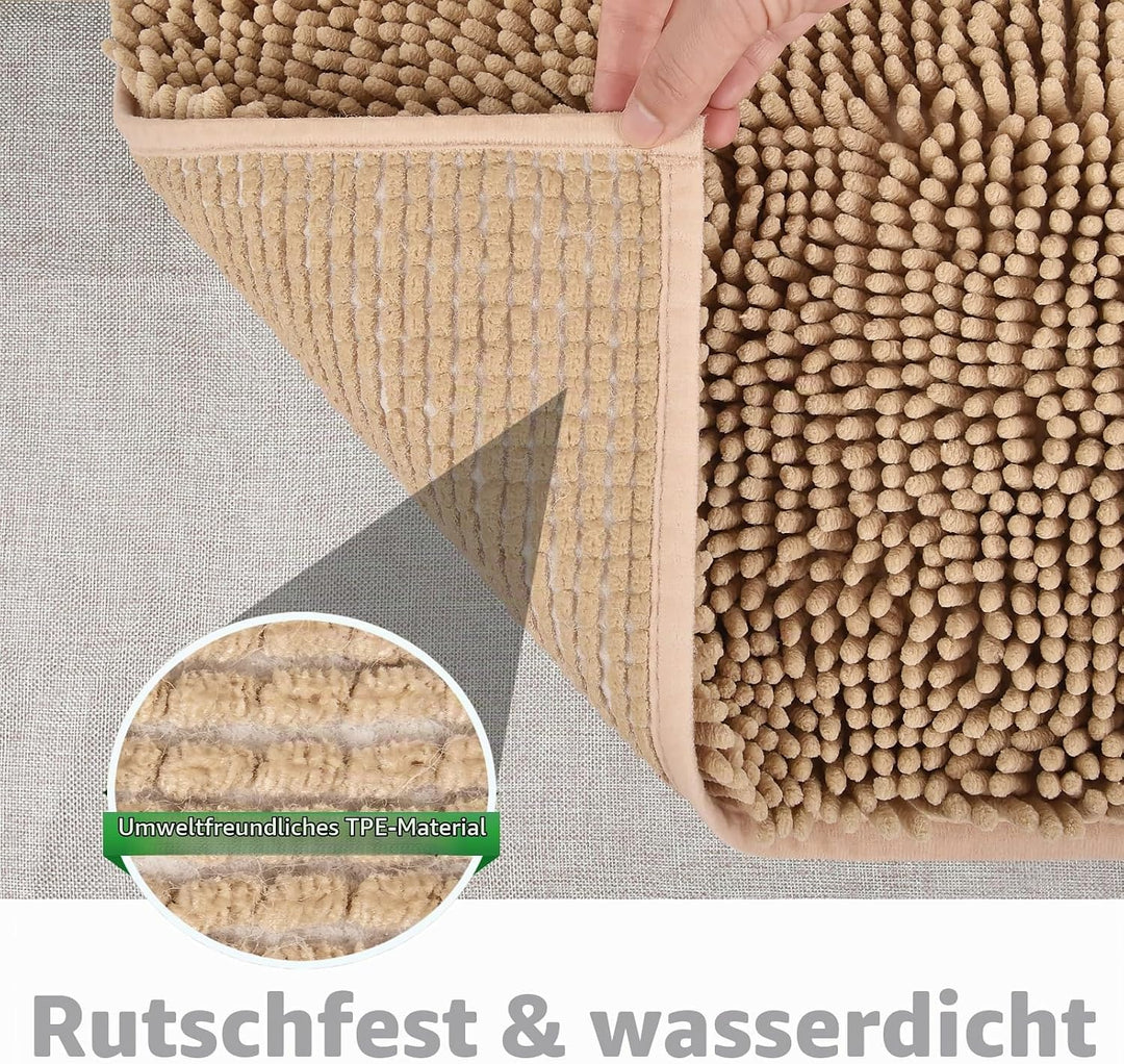 FCSDETAIL rutschfeste, Hochflor Badteppiche 50 x 80 cm, Maschinenwaschbare Badematte, Badvorleger mi