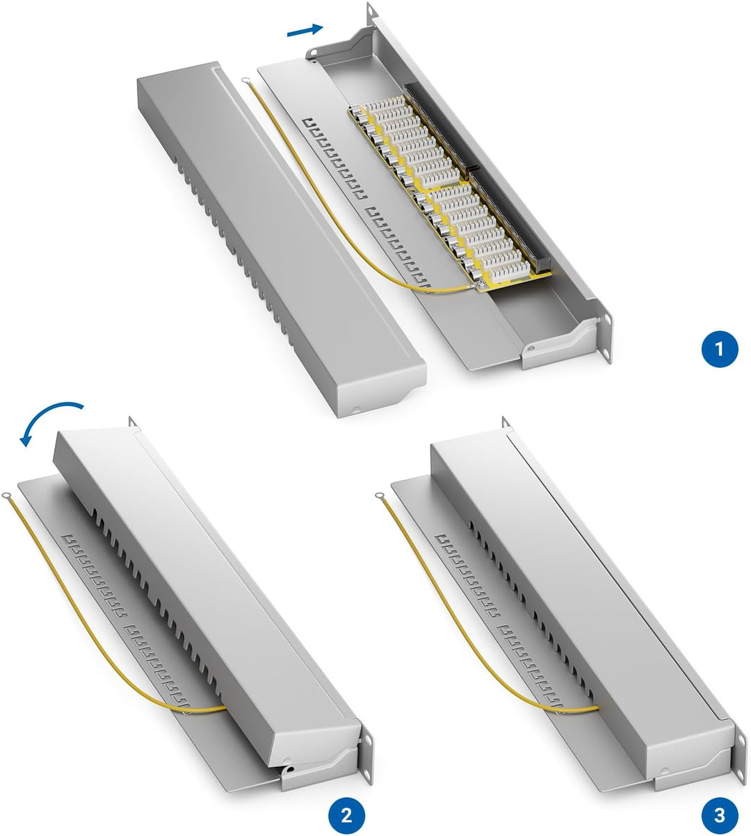 deleyCON CAT 6 Patchpanel Verteilerfeld 16 Port - Desktop 19" Zoll Rackeinbau Servermontage - RJ45 -