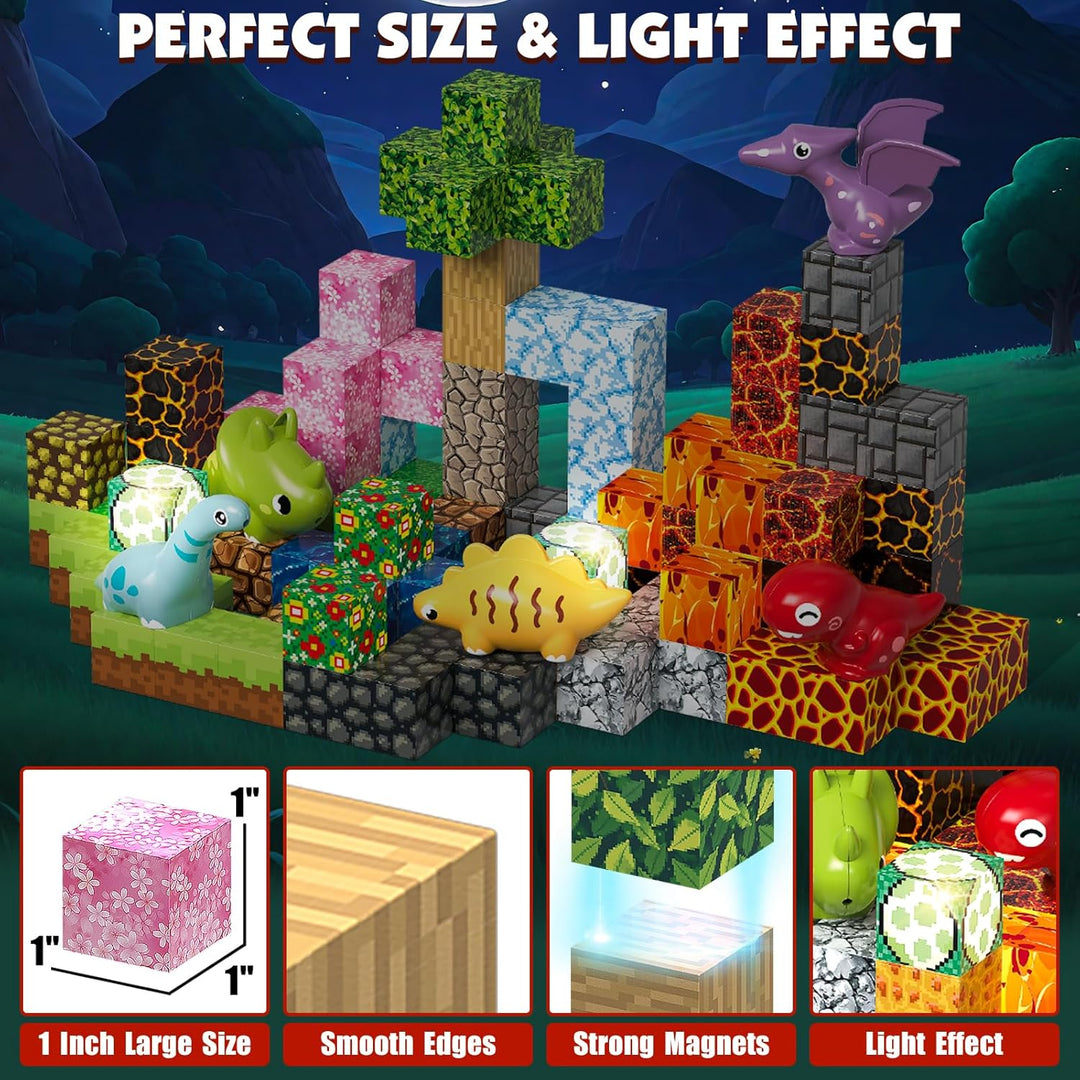 Magnetische Bausteine 100 Stück Baue 3D Dinosaurier Welt Magnet Building Blocks Spielzeug Geschenke