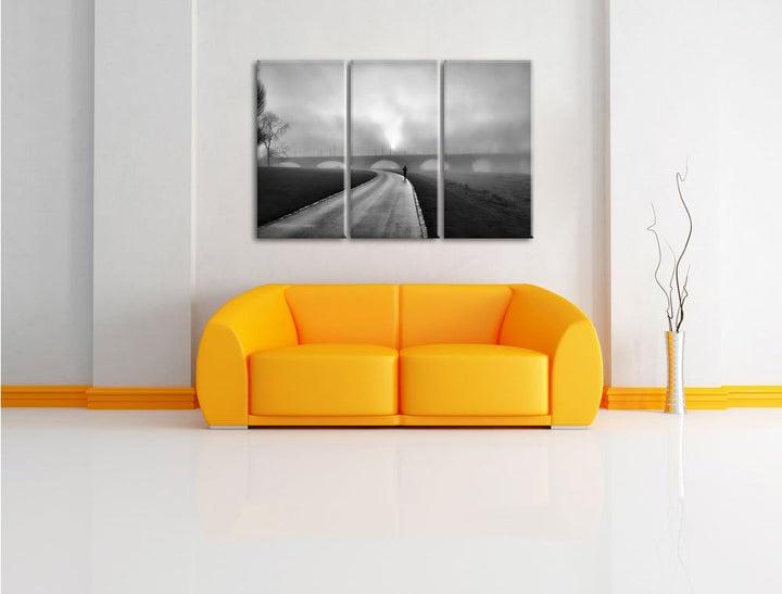 Pixxprint Laufen im Morgengrauen als Leinwandbild | Grösse: 3 Teilig (120x80) | Wandbild| Kunstdruck