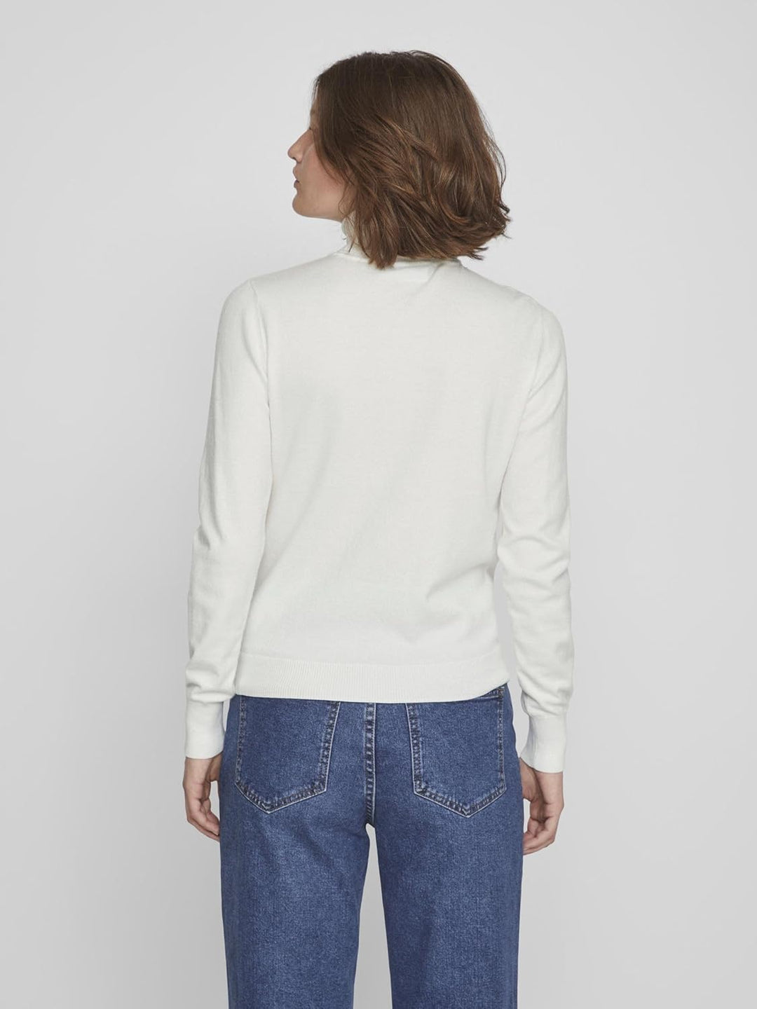 Vila Damen Vicomfy L/S Rollneck Knit Top/Su/Pb Strickpullover M White Alyssum, M White Alyssum