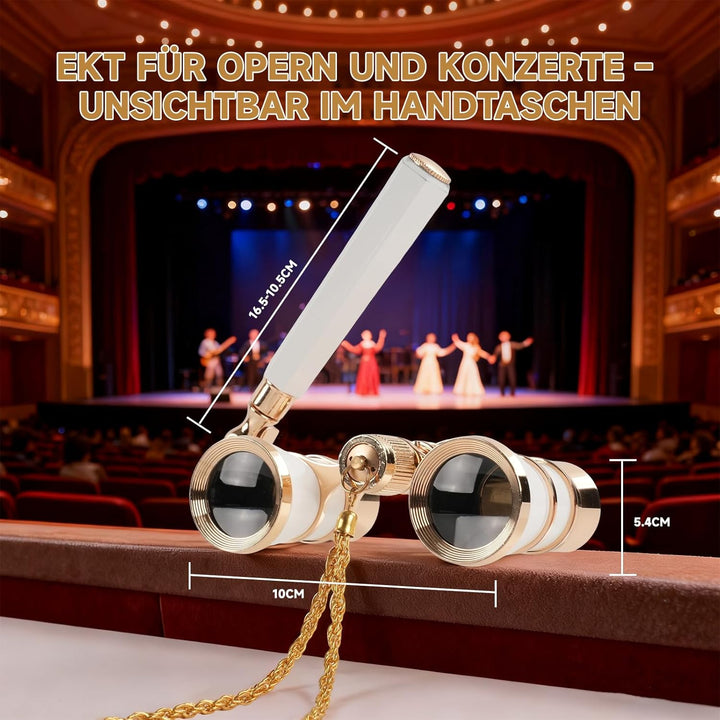 3X25 Glasfernglas mit verstellbarem Griff und Kette, BK7-Optiklinse, niedliches Mini-Theaterfernglas