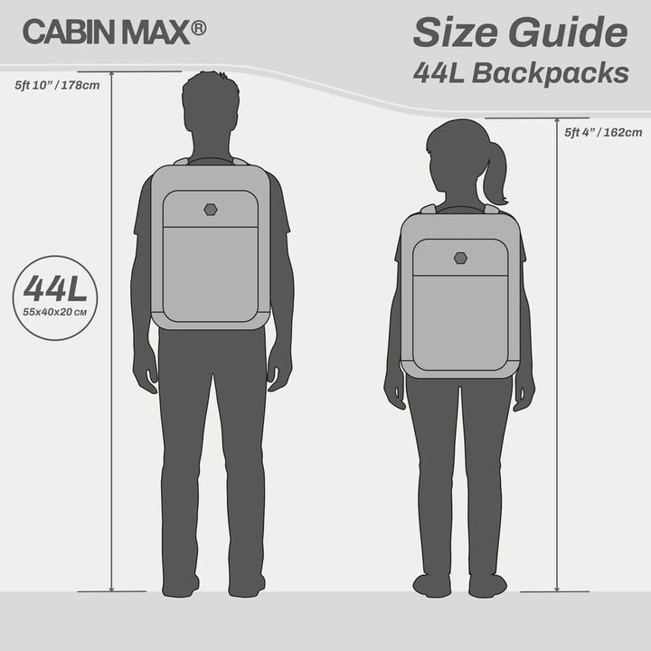 Cabin Max Metz Handgepäck Rucksack 55x40x20 cm – 44L Reiserucksack kompatibel mit EasyJet & Ryanair