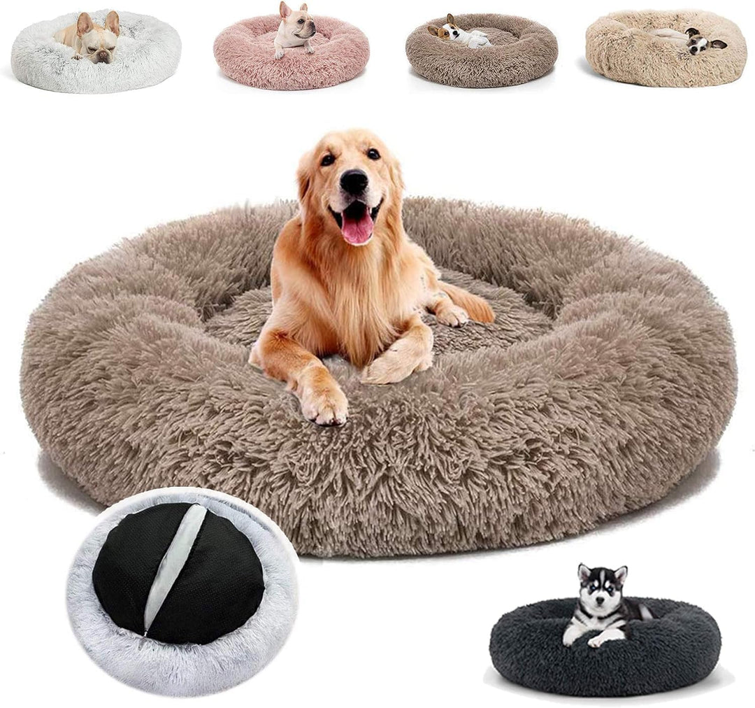 JRUI Hundebett für Mittelgrosse Hunde, Waschbar Katzenbett Hundekissen, Rund Plüsch Hundesofa Hundek