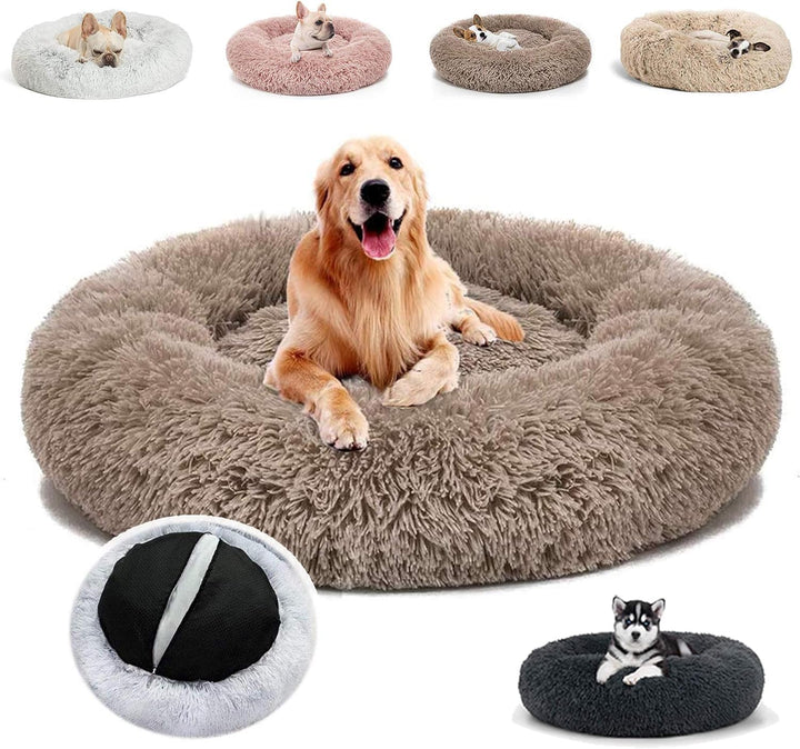 JRUI Hundebett für Mittelgrosse Hunde, Waschbar Katzenbett Hundekissen, Rund Plüsch Hundesofa Hundek