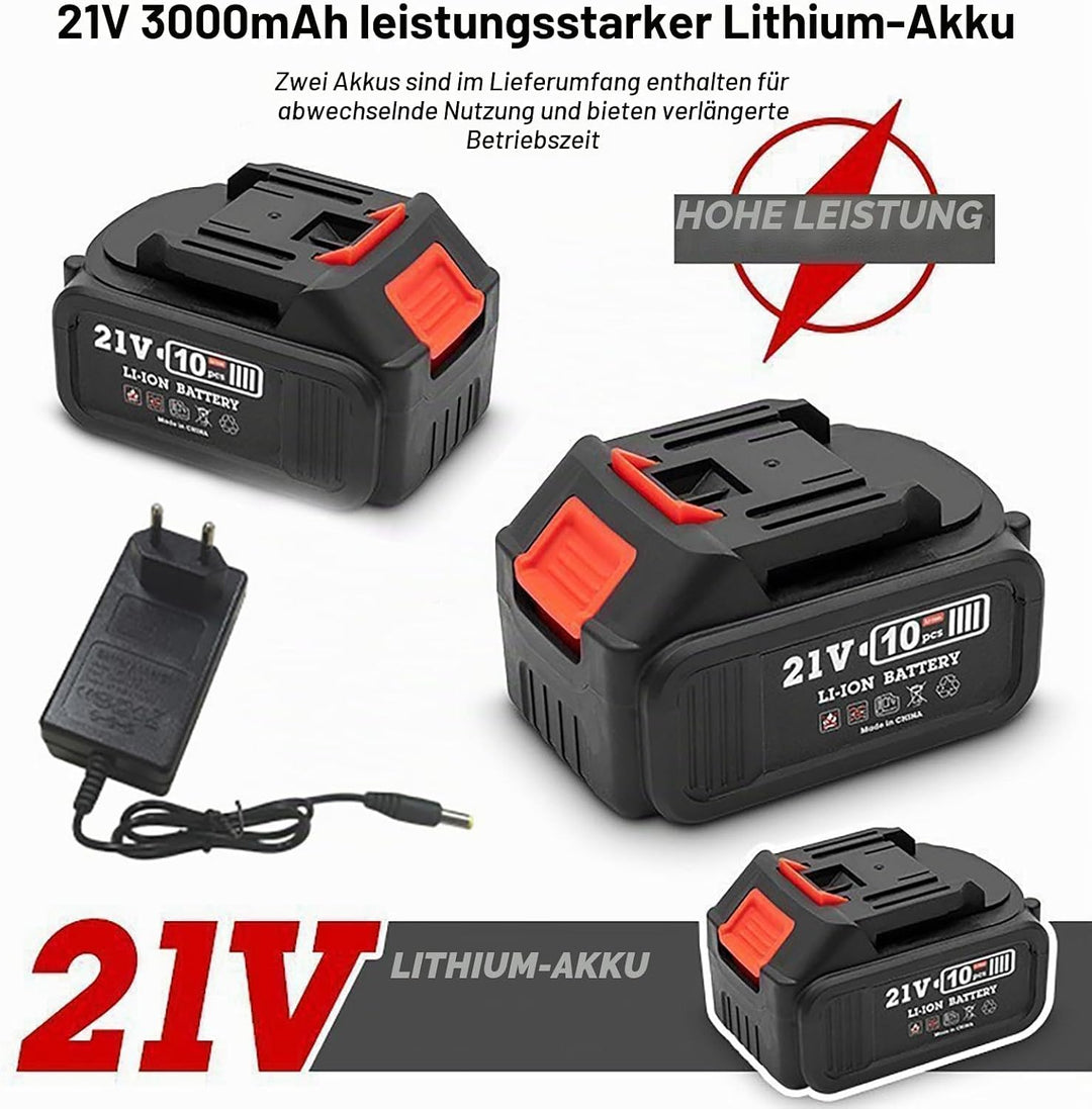 Mini Akku Winkelschleifer, Bürstenloser Winkelschleifer Klein mit 2 x 3000-mAh-Akkus, 7 Trennscheibe