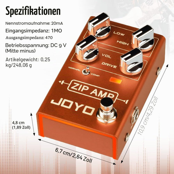JOYO Overdrive Pedal R Series OD Pedal Rock Kompression Tone mit Gain COMP für E-Gitarren-Effekt (ZI