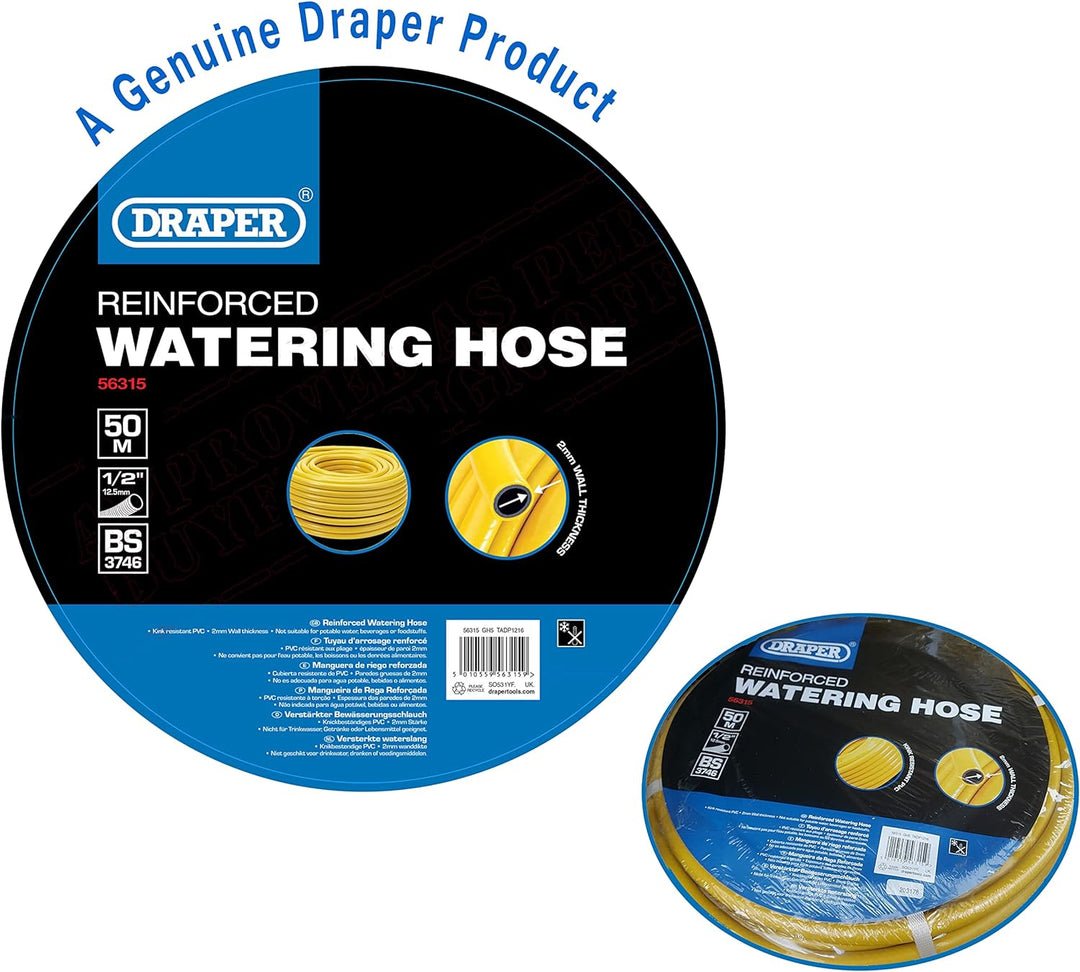 Draper 56315 Gartenschlauch in Profiqualität 50 m Gelb-Schlauch 50m, Gelb-Schlauch 50m
