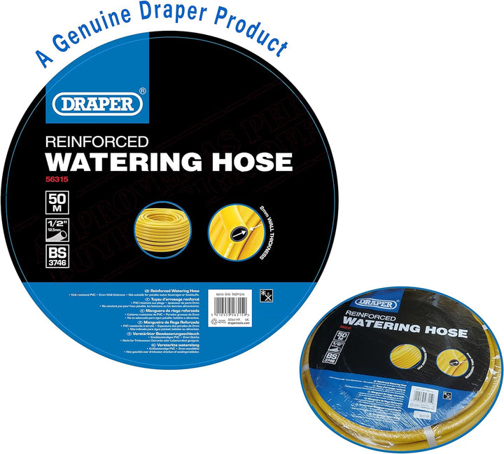 Draper 56315 Gartenschlauch in Profiqualität 50 m Gelb-Schlauch 50m, Gelb-Schlauch 50m