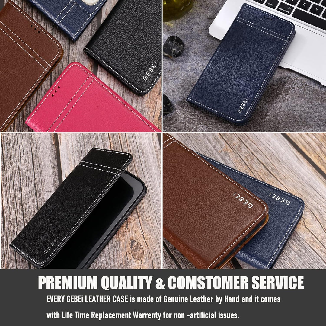 Hülle Echt Leder für Samsung Galaxy S22 Plus (S22+) 5G - Premium Echte Lederhülle mit Standfunktion