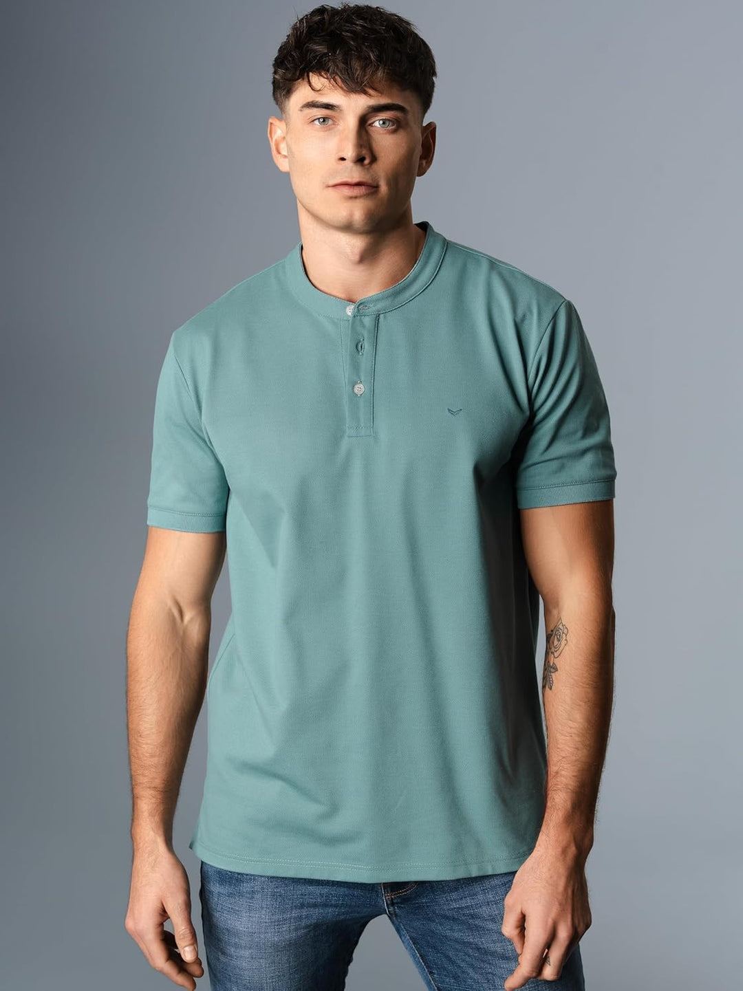 Trigema Henley Shirt mit Knopfleiste XXL Seegras, XXL Seegras
