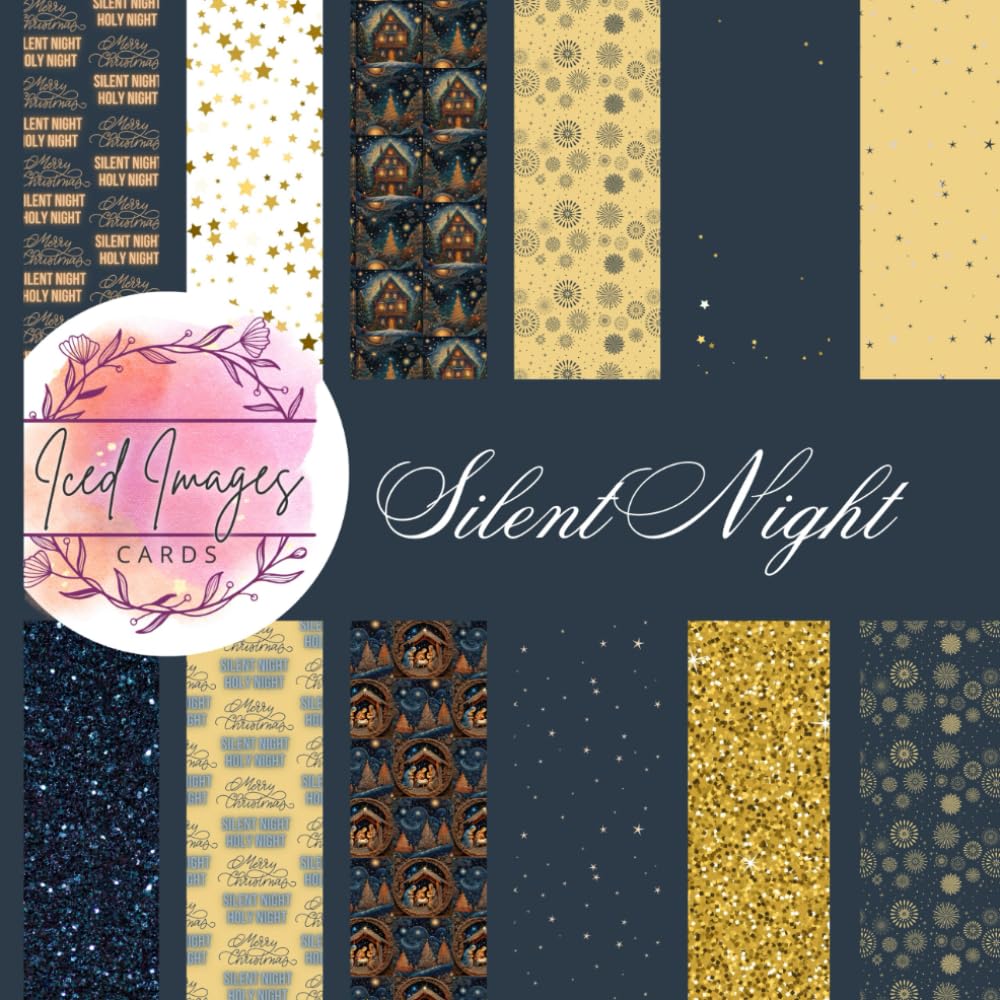 Silent Night 8 1/2" x 8 1/2 Scrapbook Paper Pad: 36 sheets (12 designs, 3 of each design) plus BONUS