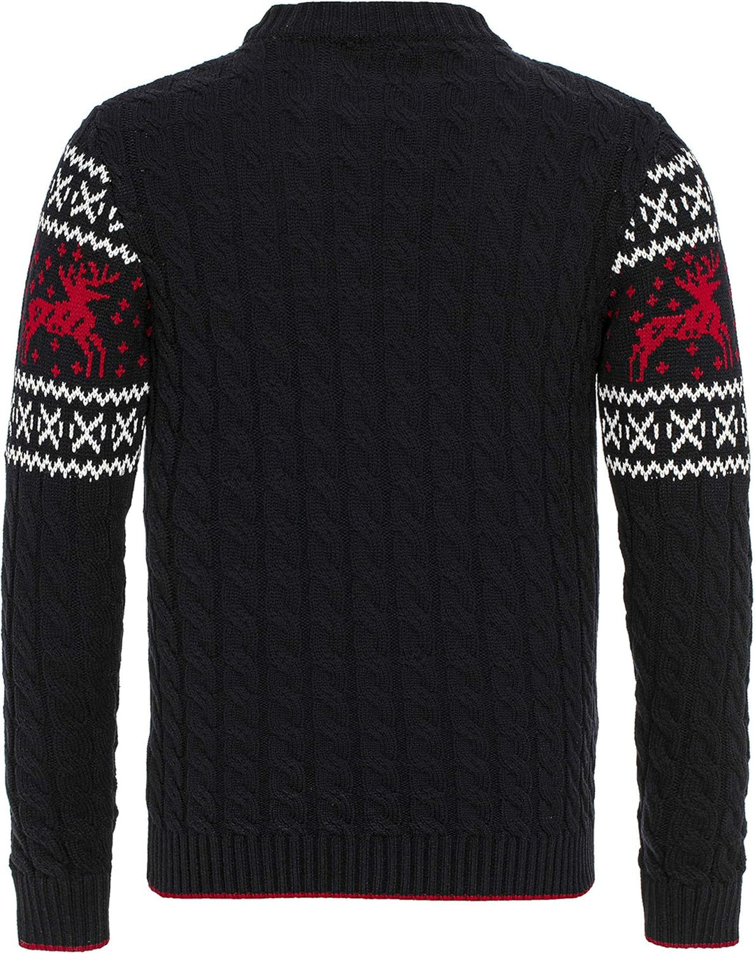 Red Bridge Herren Strickpullover Norweger Pullover Slim-Fit Plait Reindeer L Blau, L Blau