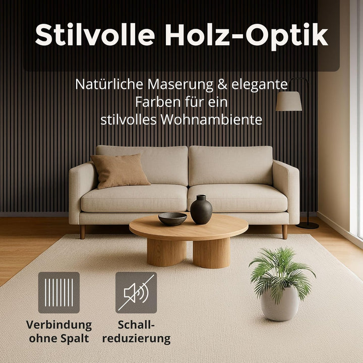 Akustikpaneele 60x60cm, 4 Stück Walnuss, Wandverkleidung Wanpaneele Holz, Lamellenwand mit Geräusche