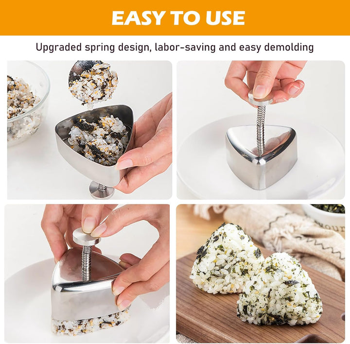 2 Stück Onigiri Form Sushi Maker Sushi Form Mold Edelstahl Dreieck Reisbällchen Maker Reisform DIY W