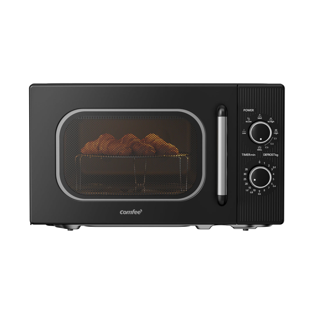 COMFEE' CMO-MG202NC(BK) Mikrowelle mit Grill, 20 Liter, Mikrowelle 700 W, Grill 1000 W, 5 Leistungss