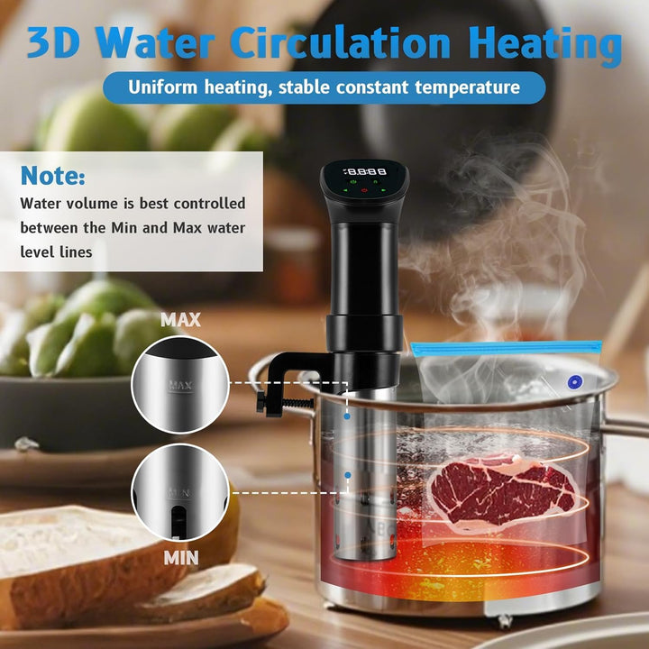 MXBAOHENG Sous Vide Stick 850 W Sous Vide Garer für Behälter bis 12 L Sous Vide Maschine Temperaturb