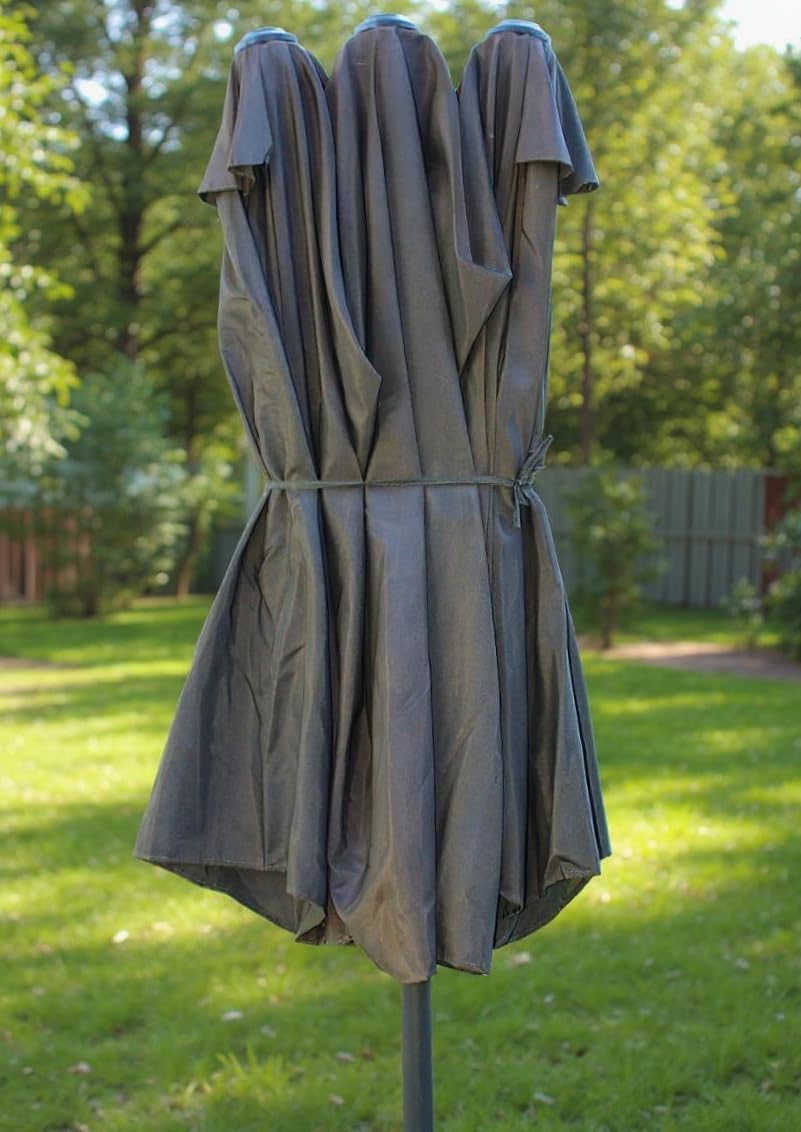 QMBasic Doppelsonnenschirm 4,6 x 2,7 m Oval Anthrazit Gartenschirm Kurbel Sonnenschirm Marktschirm T