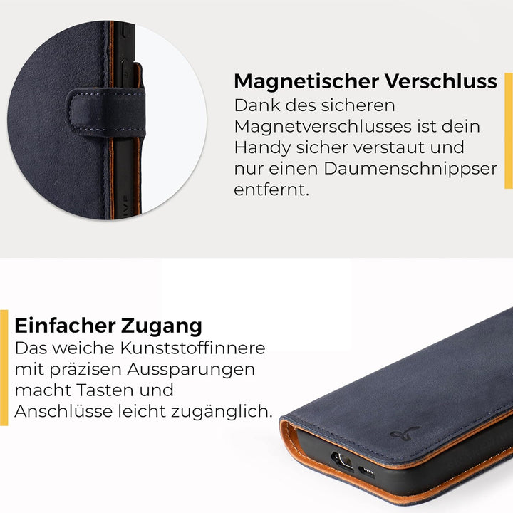 Snakehive Galaxy S23 Hülle Leder | Stylische Handyhülle mit Kartenhalter & Standfuss | Handyhülle Sc