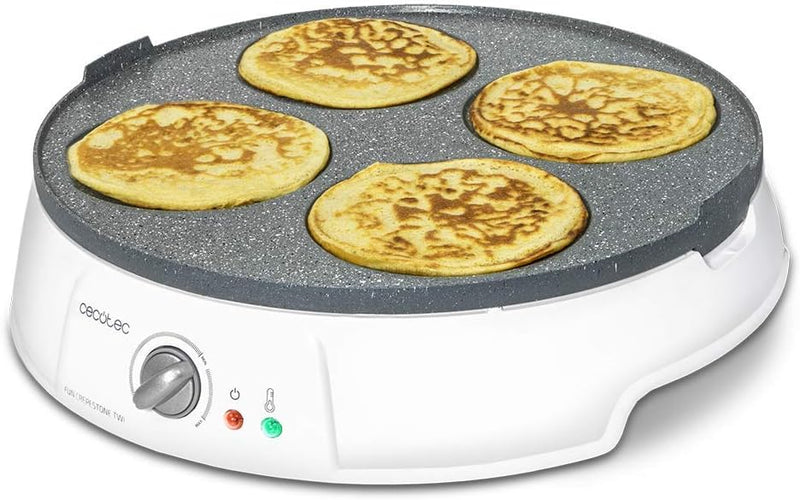 Cecotec Crepe Fun CrepeStone Twin, 1200 w Power und Antihaftbeschichtungsstein aus ökologischem Stei