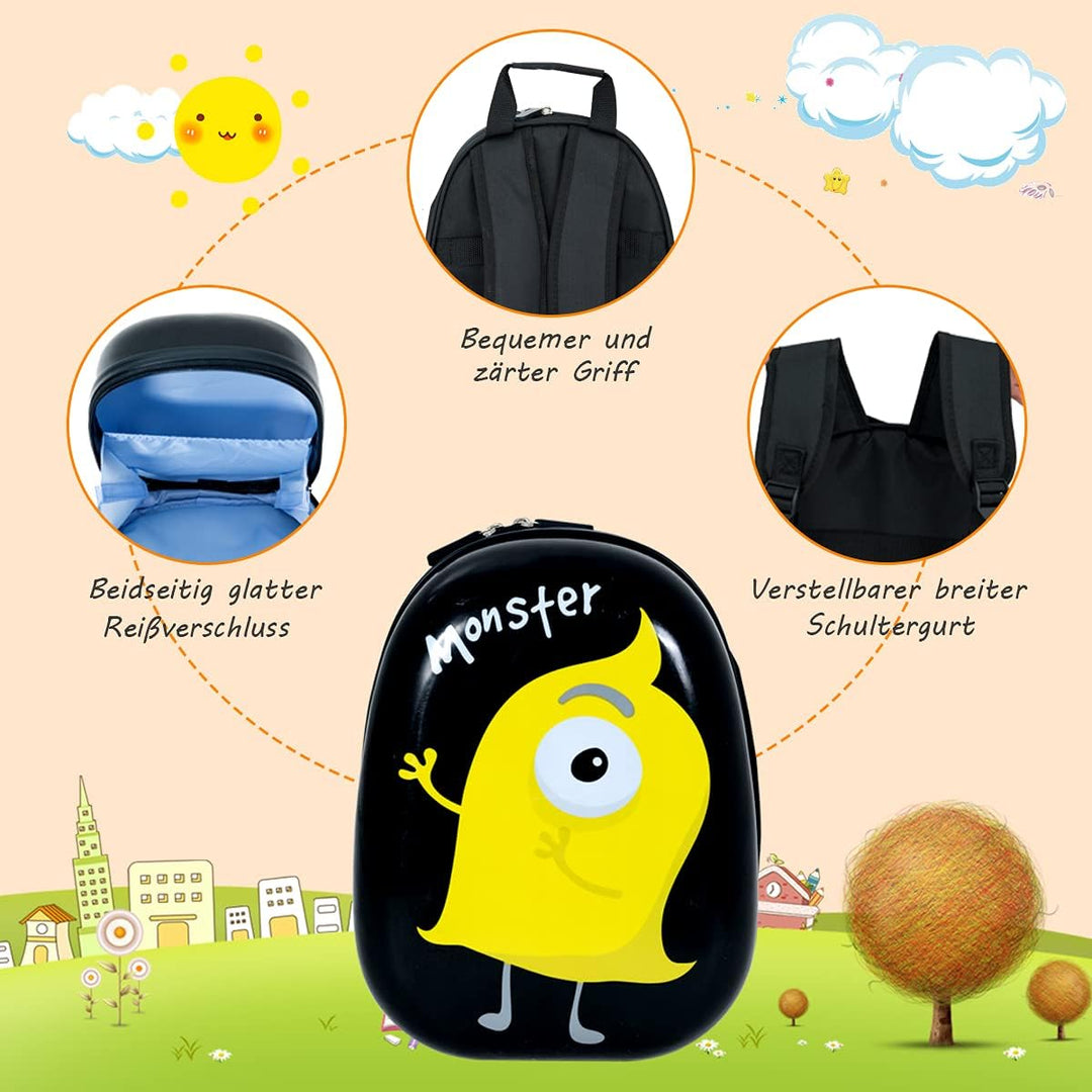 RELAX4LIFE Kinderkoffer mit Rollen, 2 TLG Kinder Kofferset, Koffer(16 inch) + Rucksack(12 inch), Rei