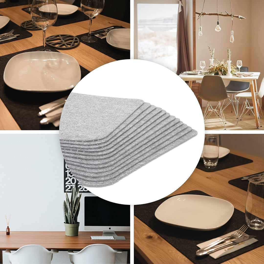 Rubberneck Premium Tischsets aus Filz - abwaschbar & rutschfest - 12er Set Platzsets Tisch-Matten Un