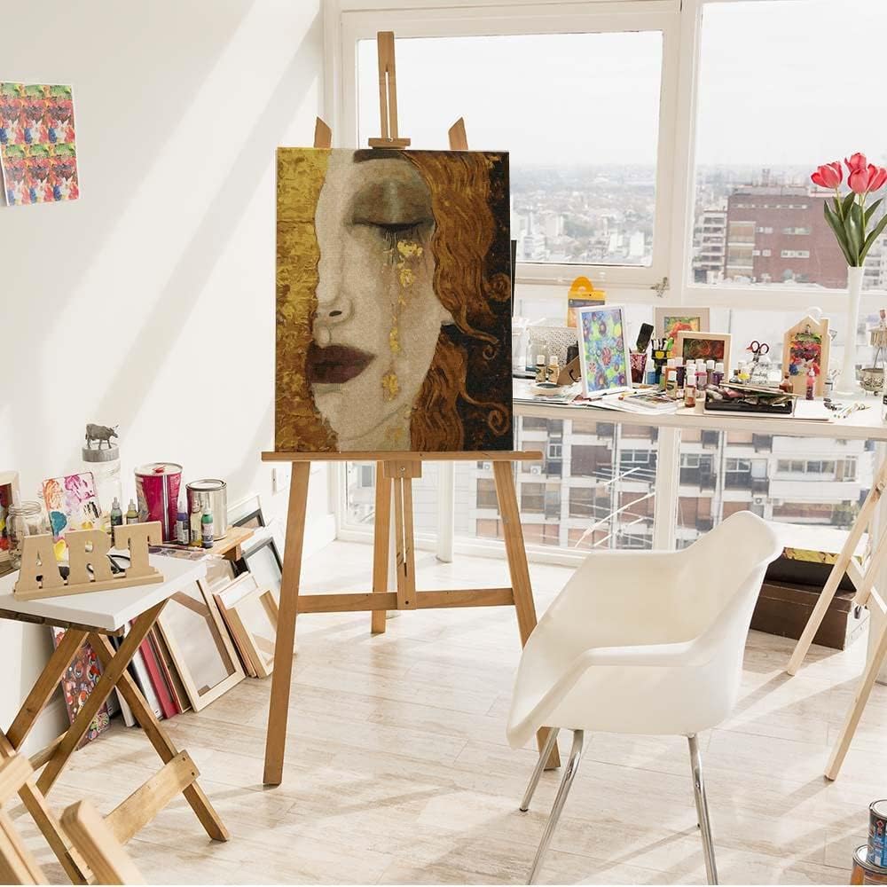 Artnapi Malen nach Zahlen Erwachsene mit Rahmen | DIY Handgemalt | Gustav Klimt Goldene Tränen | Kit
