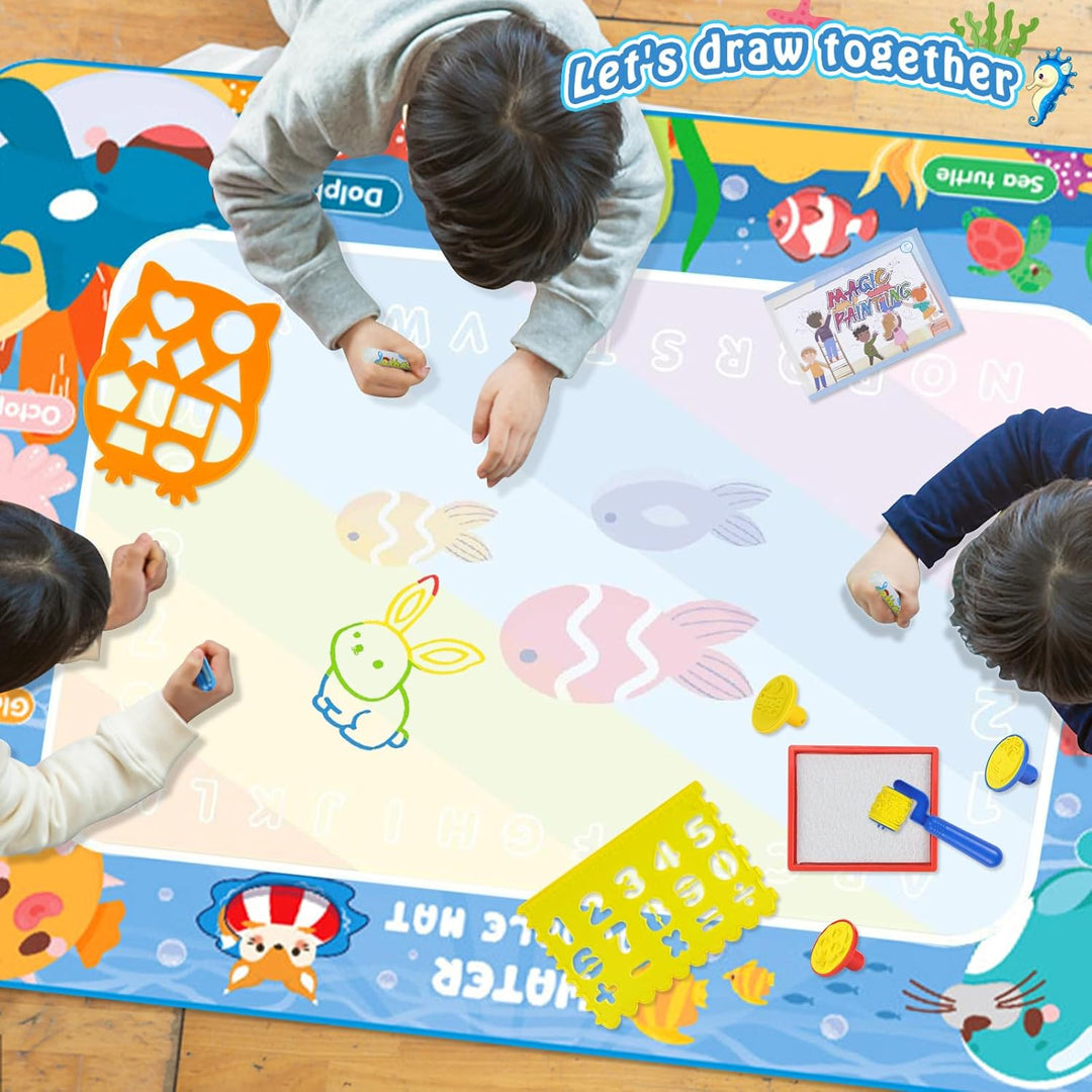 Wasser Doodle Matte,80 x 100 CM Magic Doodle Matte, Aqua Magic Doodle Malmatte,Wiederverwendbare Dra