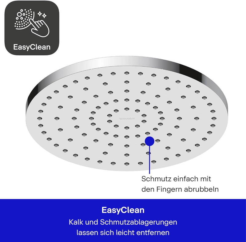 Duravit Universal Kopfbrausenset, Duscharm 410 mm, Duschkopf (Ø 250 mm), Kopfbrause rund, Armatur im