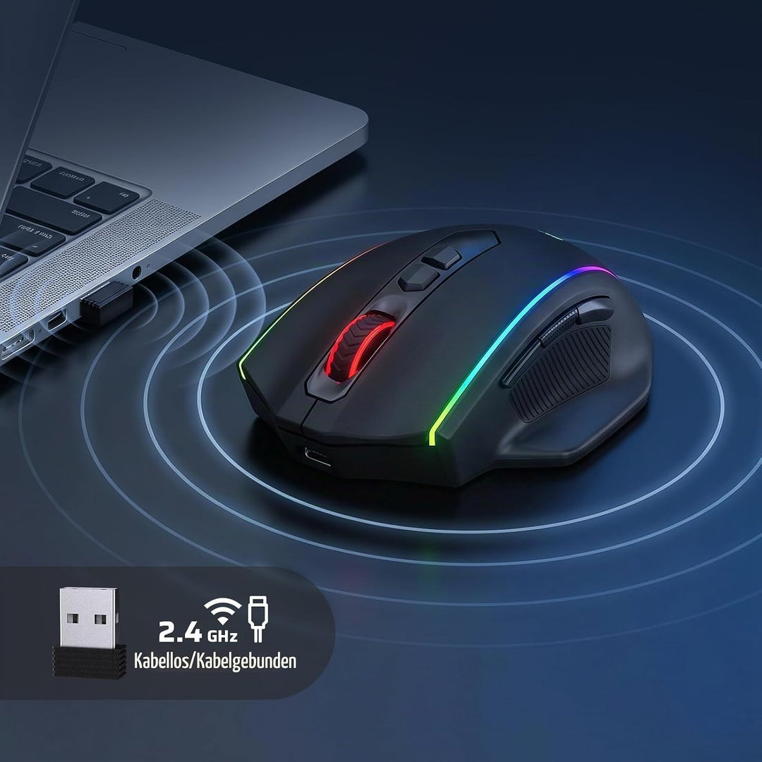 Redragon M686 Vampire Elite Kabellose Gaming Maus, 16000 DPI Kabelgebunde/Kabellose Maus mit Profess