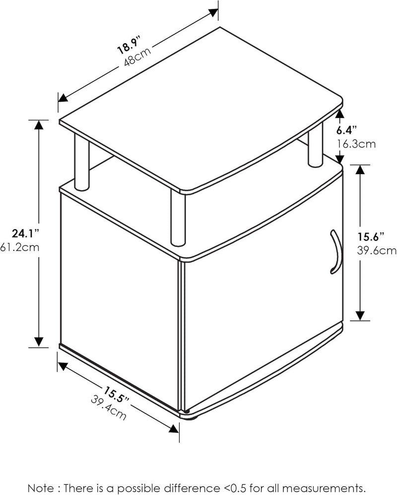 Furinno JAYA Utility Design Beistelltisch, Nachttisch, französische Eiche/Schwarz, 48 (B) x 61.2 (H)