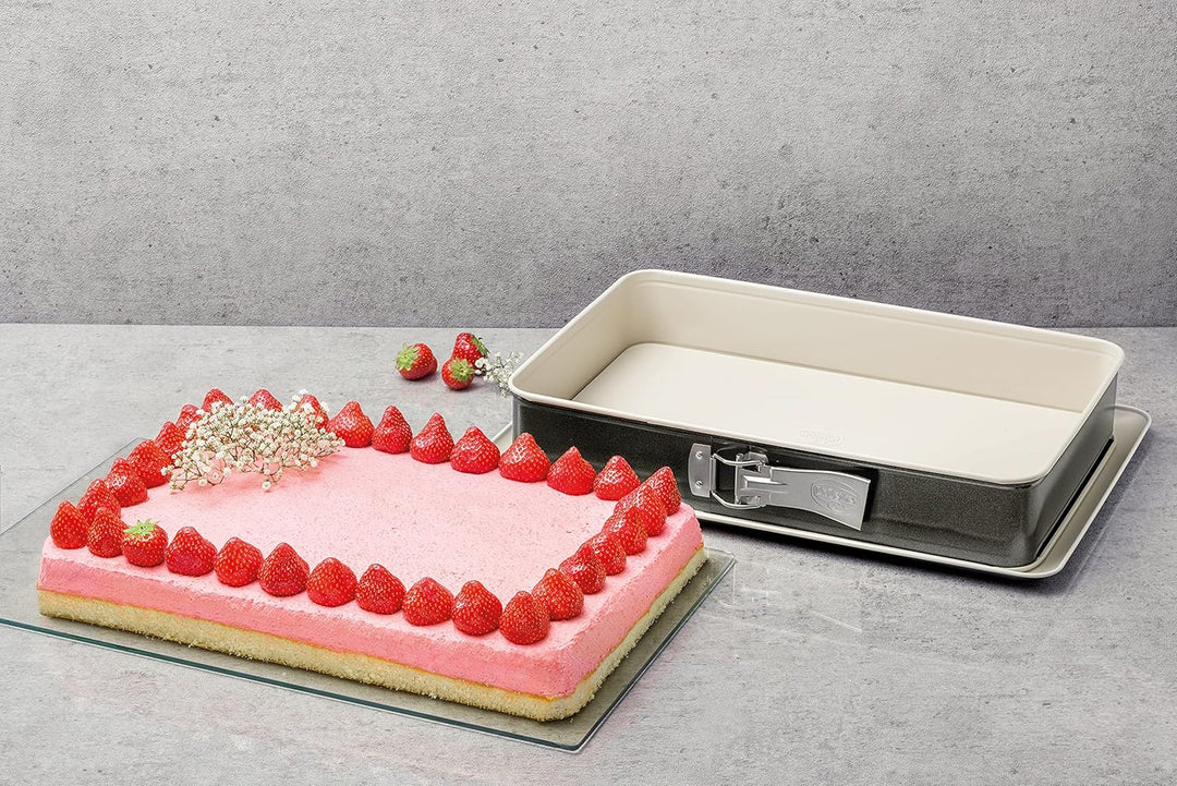Dr. Oetker Rechteck-Springform 38 cm, Kuchenform mit Auslaufschutz, 1 Stück & Springform Ø 26 cm Bac