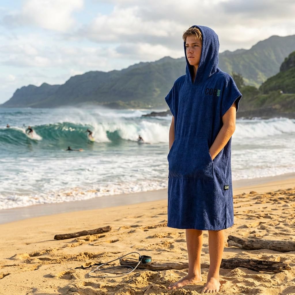 COR Surf Handtuch Poncho für Erwachsene - Weicher, schnell trocknender Bade Poncho aus Mikrofaser, K