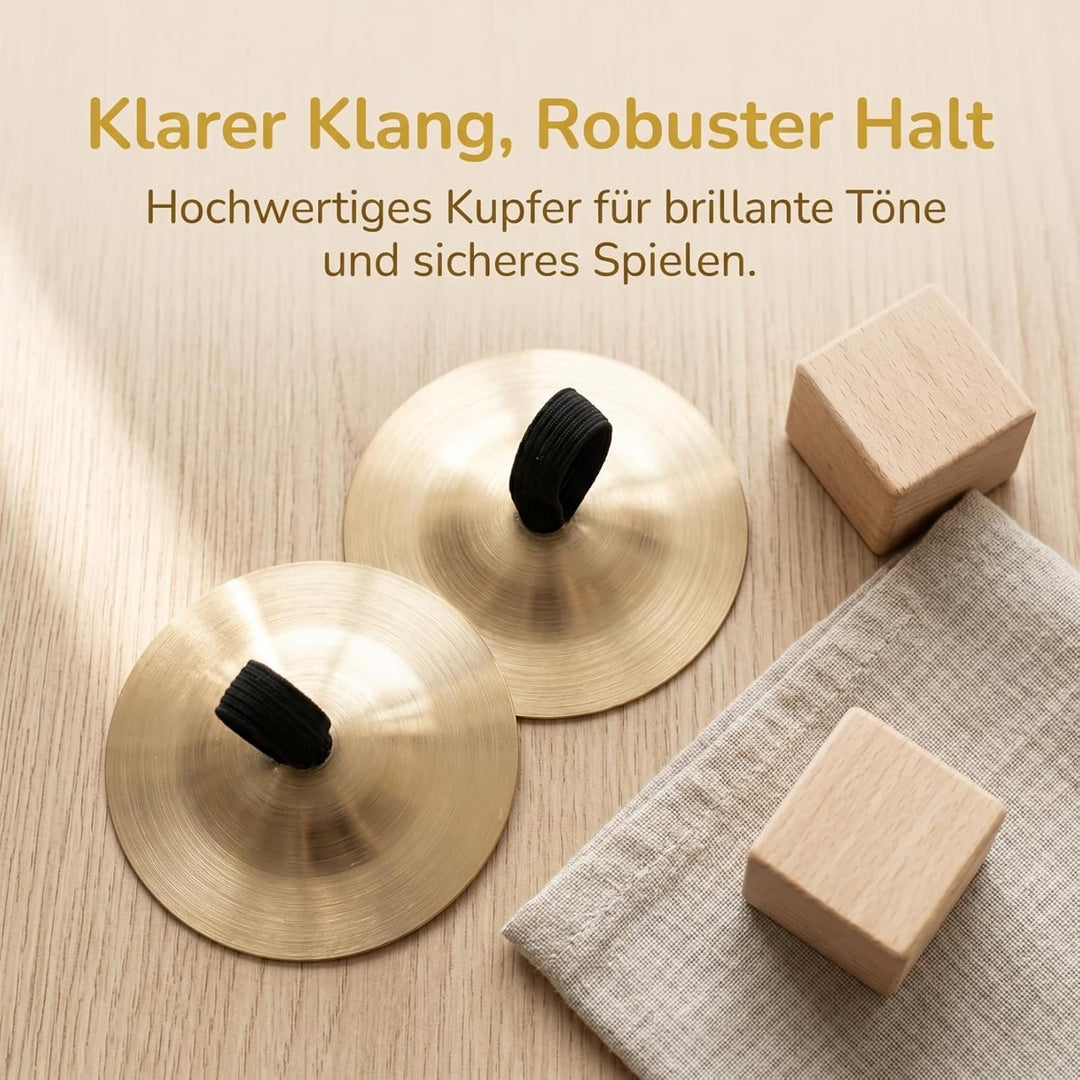 Vaguelly 5 Paar Fingerzimbeln, Kupfer Mini Finger Becken Handbecken mit elastischen Band, Bauchtanz