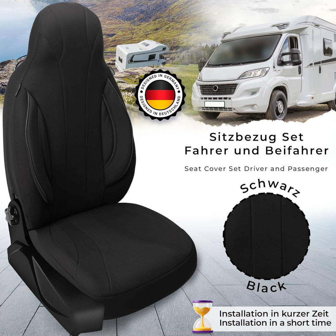 BREMER SITZBEZÜGE Wohnmobil Schonbezüge für FIAT Ducato 250 Cruiser Line 640 WPL403 WPL403 - Schwarz