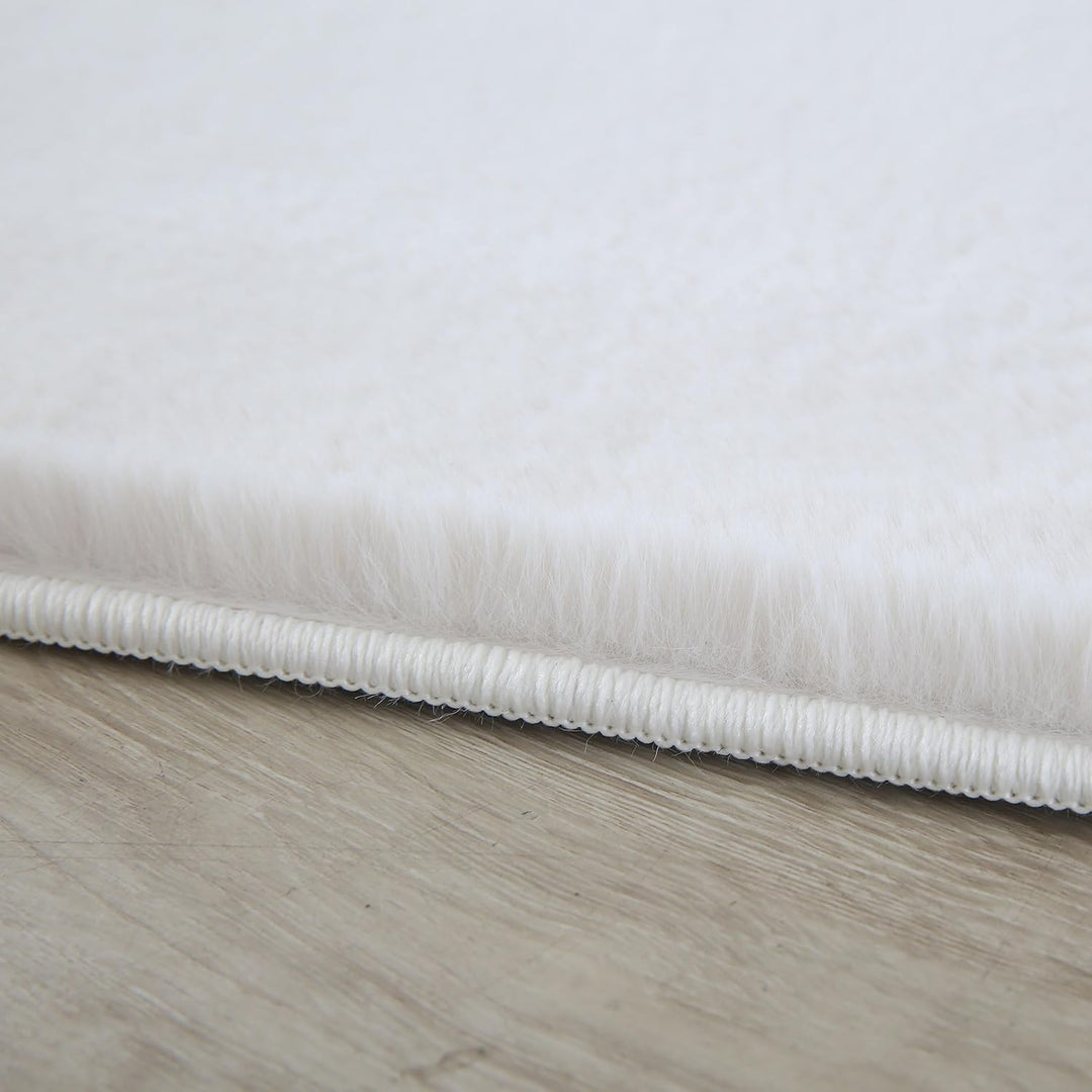 Weicher Hochflor Rund Teppich Wohnzimme Waschbarer Teppich im modernen Stil Unicolor & Einfarbig Tep