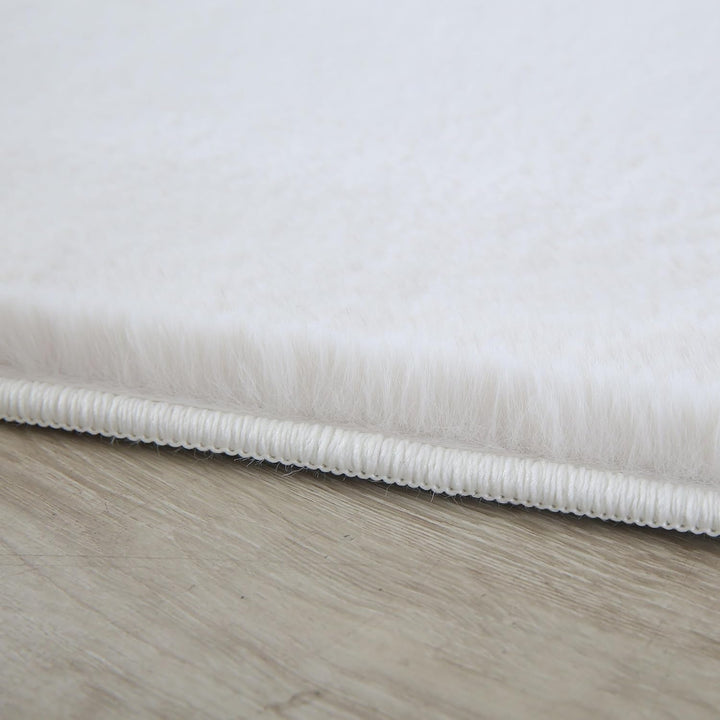 Weicher Hochflor Rund Teppich Wohnzimme Waschbarer Teppich im modernen Stil Unicolor & Einfarbig Tep