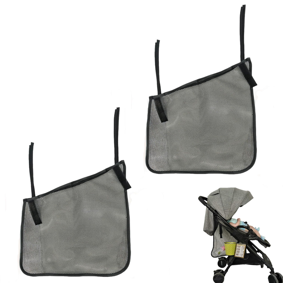 2 Stück Kinderwagen Seitentasche Organizer 40x38x38x26 cm Aufbewahrungstasche mit verstellbaren Riem