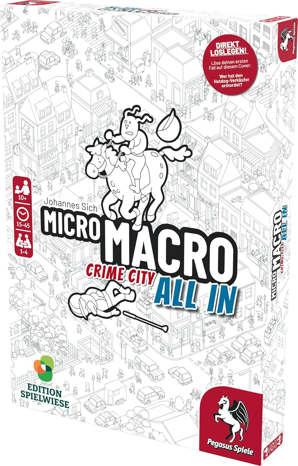 Pegasus/Spielwiese 59062G MicroMacro: Crime City 3 – All In (Edition Spielwiese), Schwarz-weiss-metr