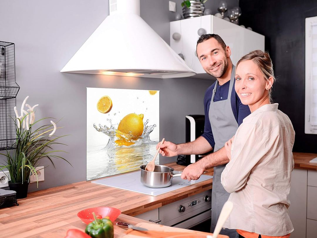 murando Spritzschutz Glas für Küche 60x60 cm Küchenrückwand Küchenspritzschutz Fliesenschutz Glasbil