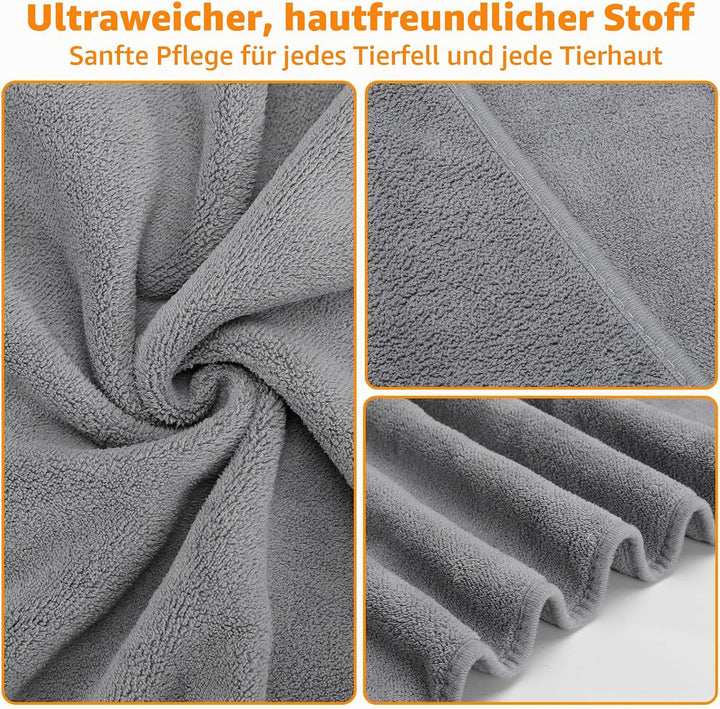 Gimars Thickened Pet Drying Towel with Gloves 90×50cm, 2 Pack, Gray 90×50cm 2er, 90×50cm 2er