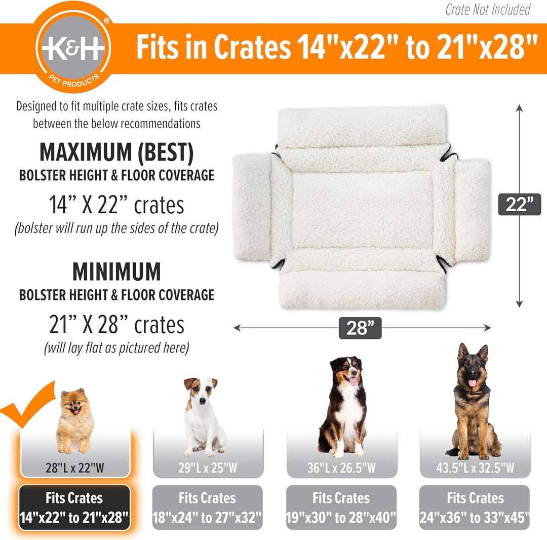 K&H PET PRODUCTS Ultra Plush Deluxe Nackenrolle für Hundekäfig, tragbares Plüschbett, Matte und Hund