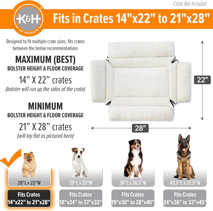 K&H PET PRODUCTS Ultra Plush Deluxe Nackenrolle für Hundekäfig, tragbares Plüschbett, Matte und Hund