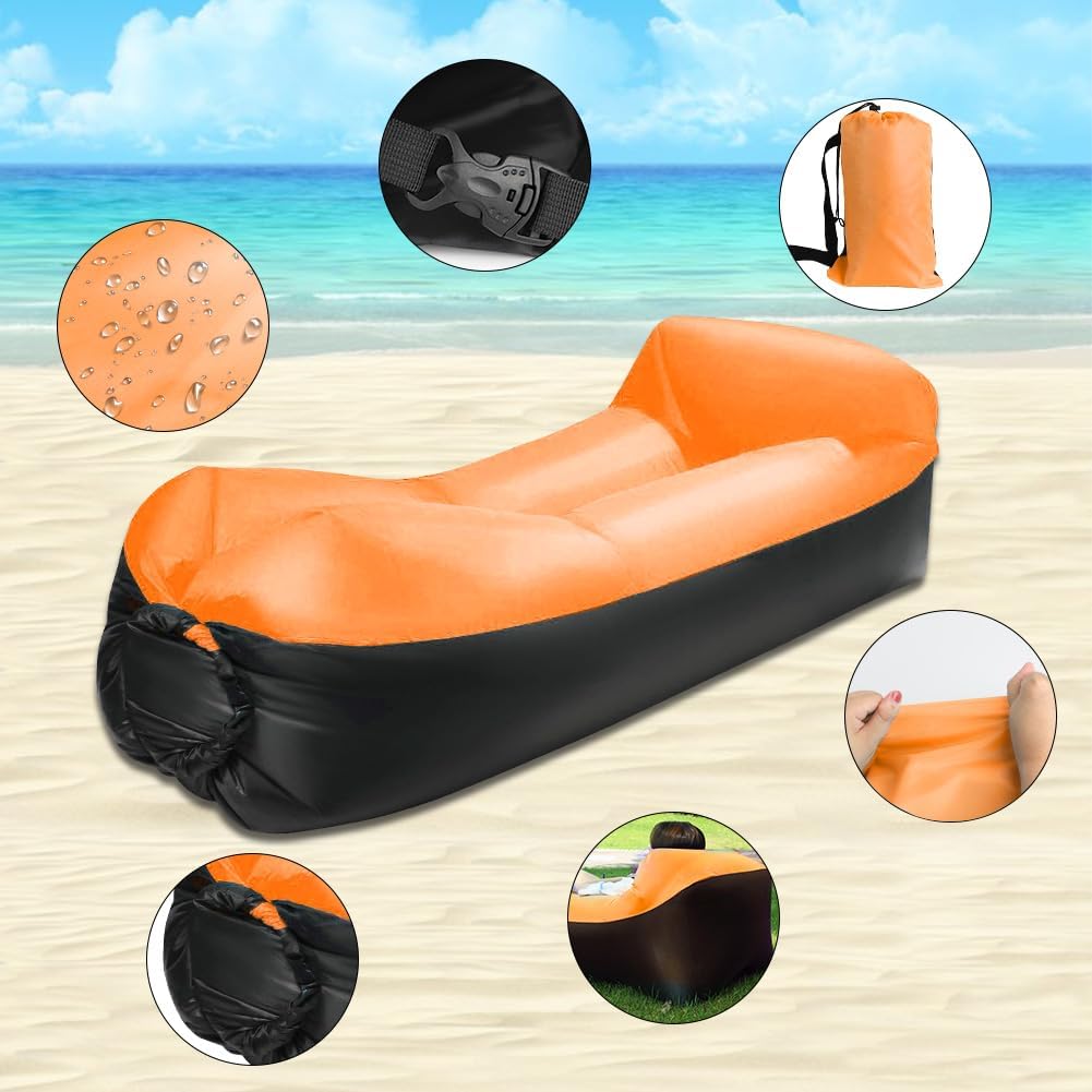 Gohytal Aufblasbares Sofa, 230×70cm Wasserdichtes Luftsofa Outdoor Tragbares Aufblasbar Luft Sofa Co